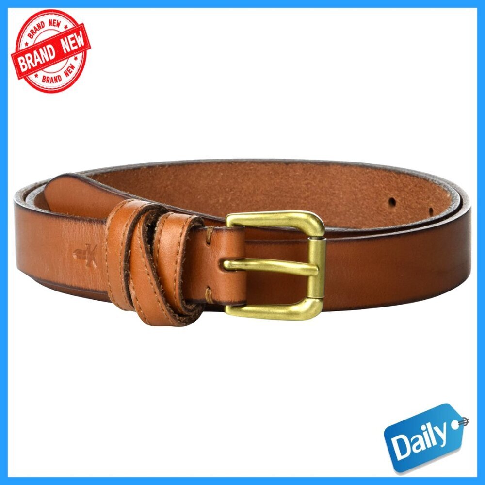 Women's 25mm Leather Belt with Antique Nickel Buckle, Smooth Strap